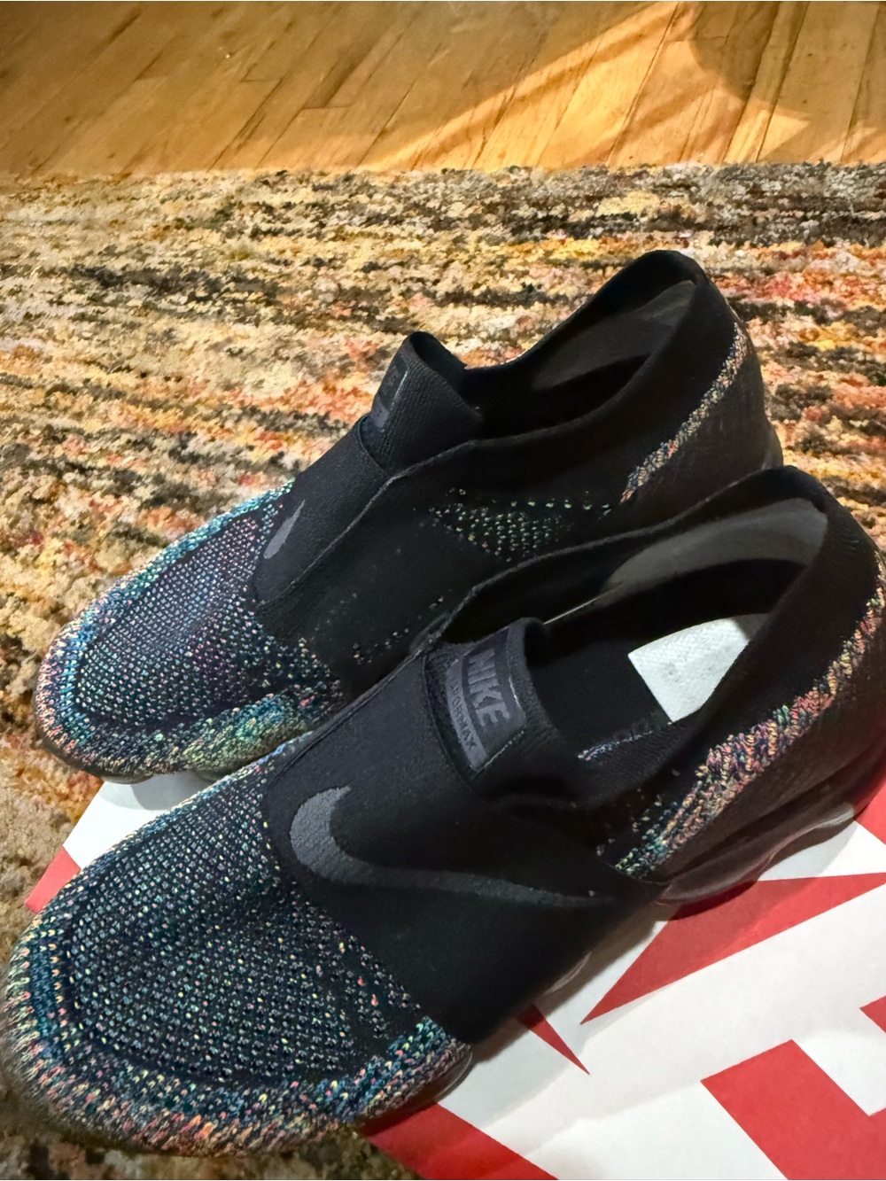 Nike Vapormax Black Multicolor Flyknit Slip-On Sneakers - Picture 4 of 7